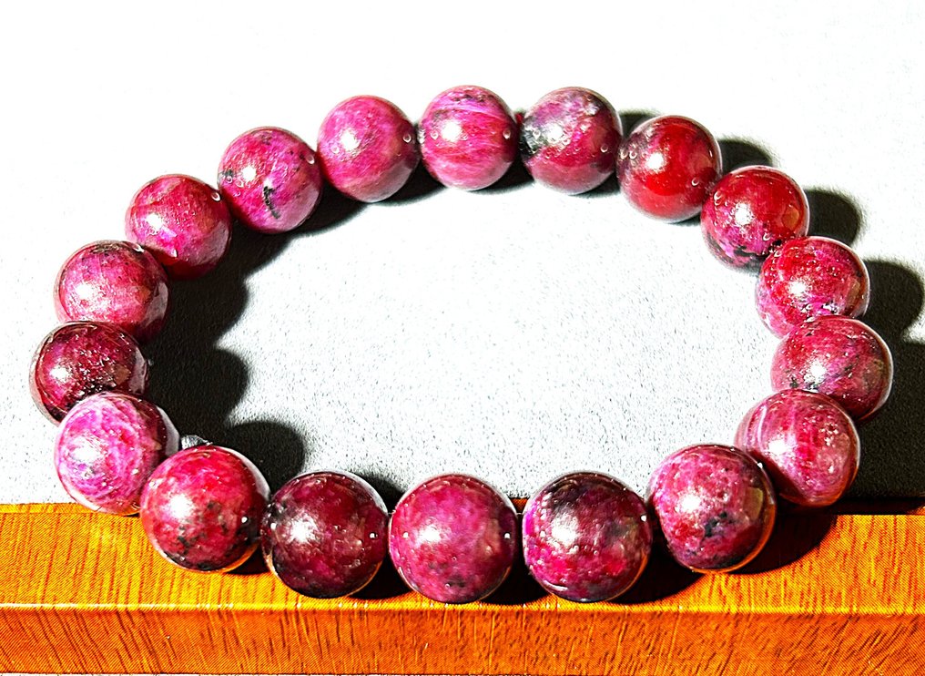 Natural Ruby Bracelet – Deep Red Glow, 100% Genuine Gemstones - Ø 11mm - 19.8cm- 47.6 g - (1) #1.0