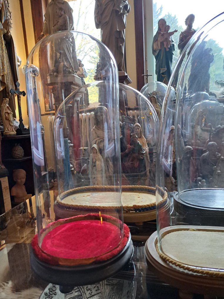 Βάζο καμπάνα (7) - Mongeblazen αντίκα γυαλί και ξύλινη βάση. - 1850-1900 - Lot 7 Αρχαία στήλη #1.0