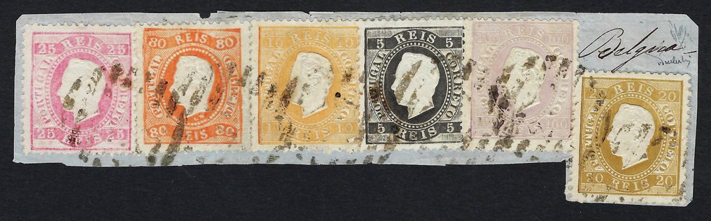 Portugália 1867/76 - D. Luis I. Fita görbült és Fita egyenes kevert frankolt - tanúsítvány Ferchenbauer - Mundifil N. 35 #1.0