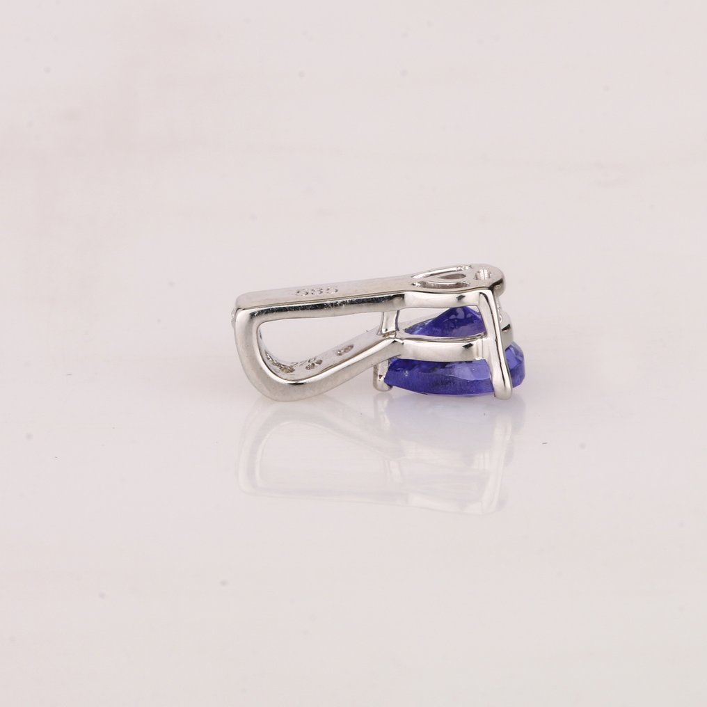 χωρίς τιμή ασφαλείας - Κρεμαστό κόσμημα - 14 καράτια Λευκός χρυσός -  0.31ct. tw. Τανζανίτης - Διαμάντι #4.3