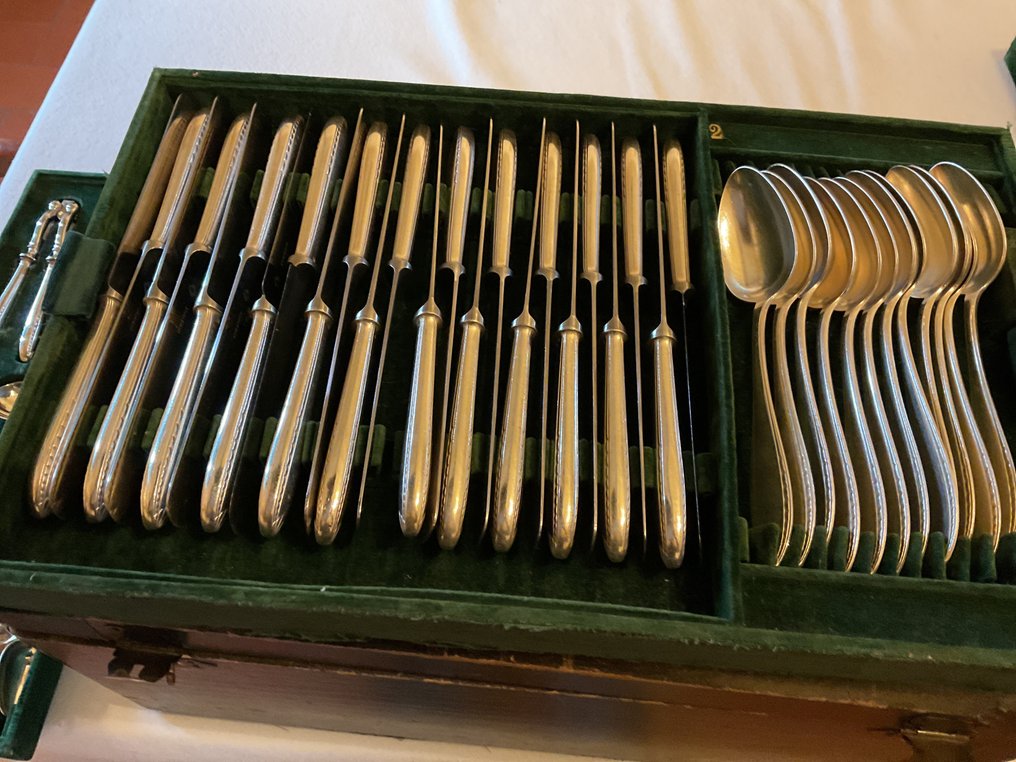 Christofle - Luc Lanel - Cutlery set for 12 (144) - Albatros - Silverplated - box #4.3