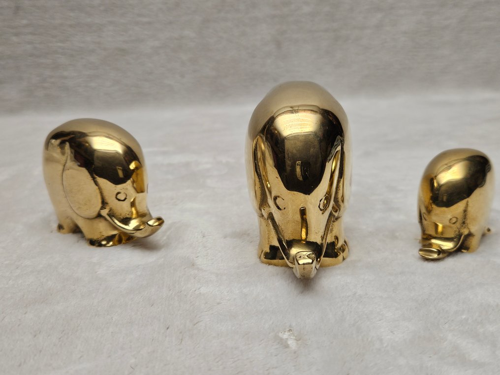 Caravell - Γλυπτό, Olifanten Familie - 8 cm - Χυτός ορείχαλκος - 1960 #3.2