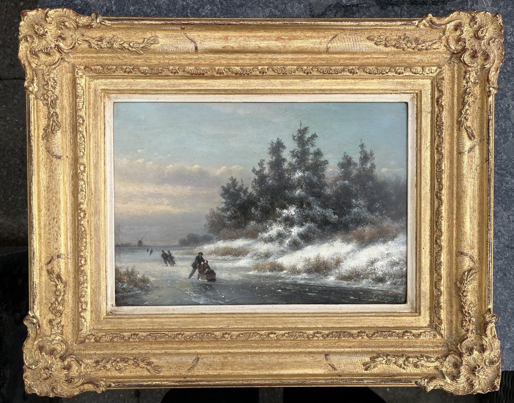 L.J. Kleijn (1817-1897) - Winterlandschap met bakslede #3.2