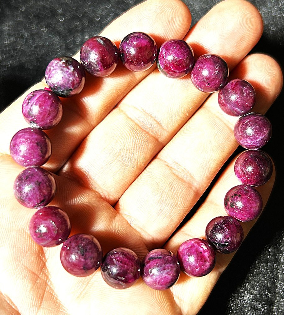 Natural Ruby Bracelet – Deep Red Glow, 100% Genuine Gemstones - Ø 11mm - 19.8cm- 47.6 g - (1) #4.3