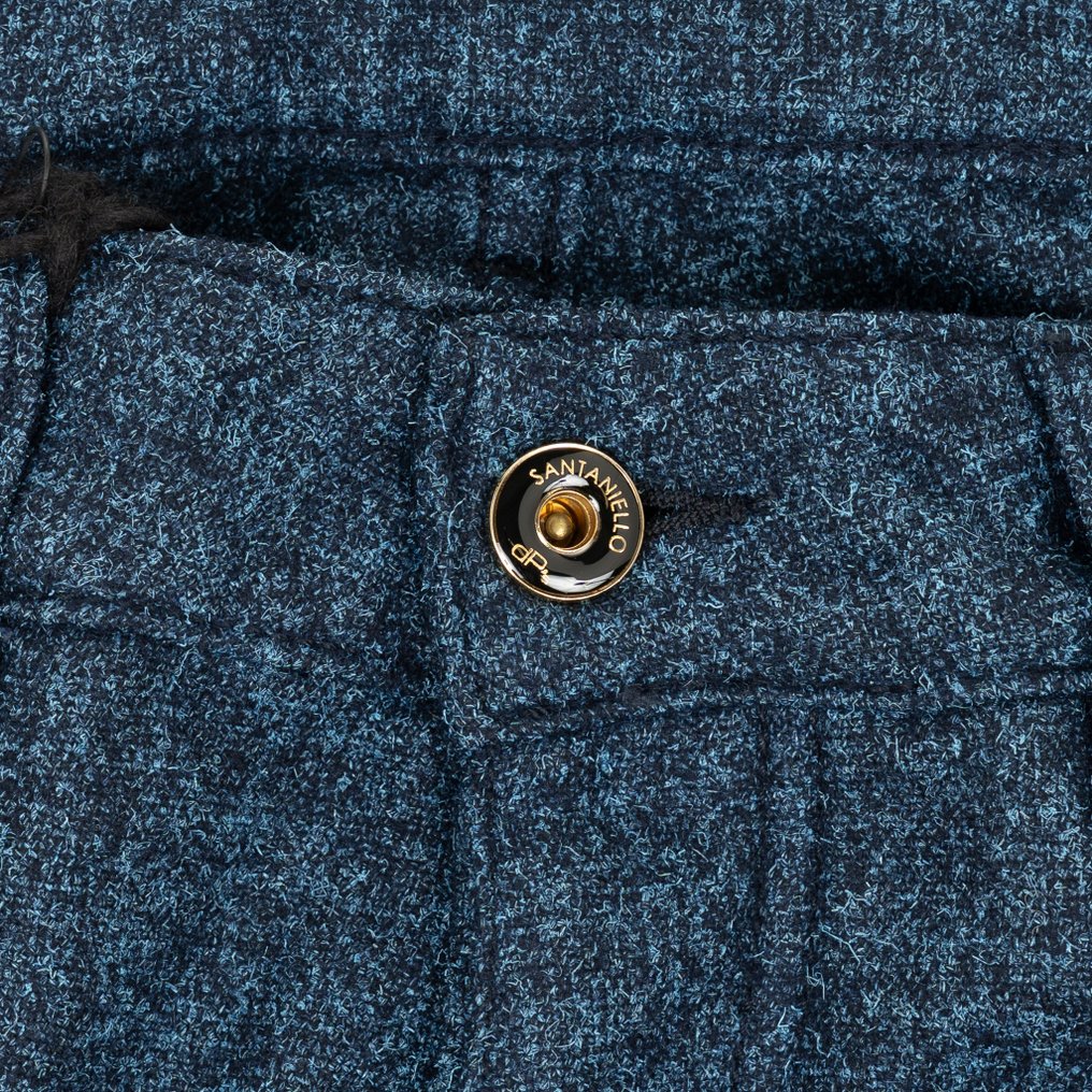 RRP 300€ SANTANIELLO Pant Blue Washed Wool Handmade in Italy - 48 IT - Calças - New with tags #4.3