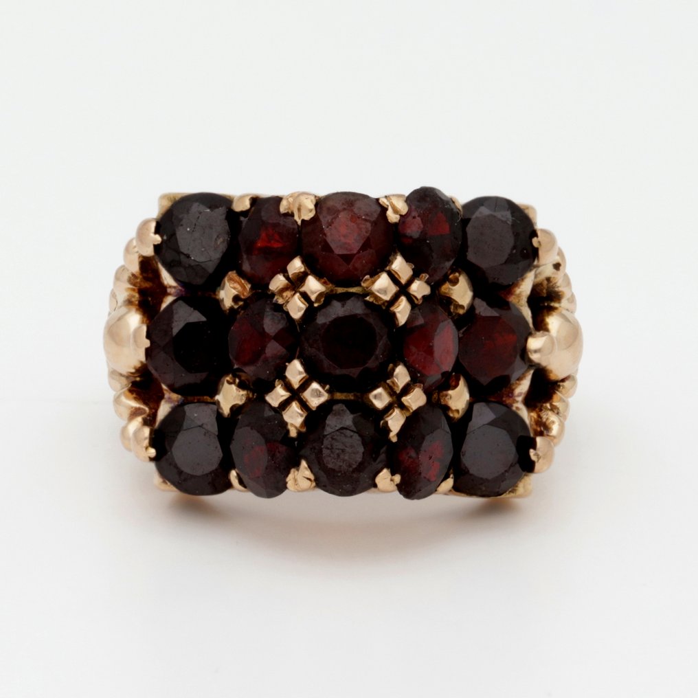 Bague - 14 carats Or jaune Grenat #1.0