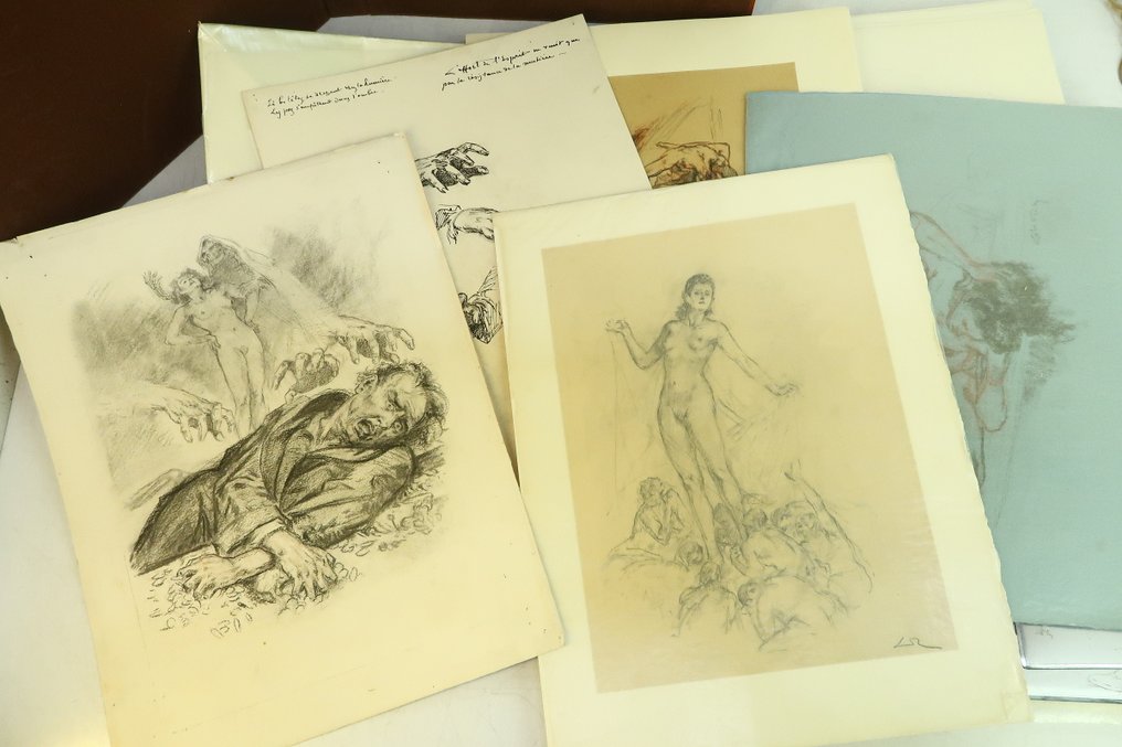 Signé; Lobel-Riche & Robert Margerit - Prétextes. Pointes sèches de Lobel-Riche [ex. sur Japon, 5 dessins originaux, cuivres & - 1951 #3.2