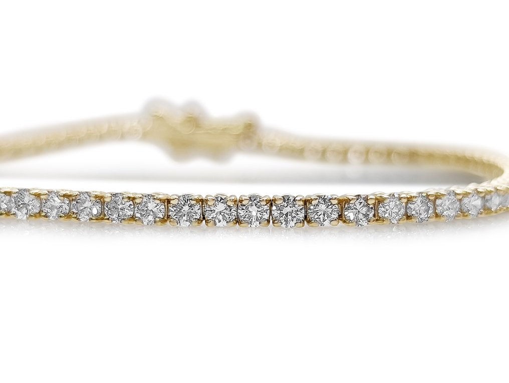 χωρίς τιμή ασφαλείας - Βραχιόλι τένις - 14 καράτια Κίτρινο χρυσό - 3.15ct. tw. Διαμάντι (Εργαστηριακής καλλιέργειας) - D-E VVS IGI Πιστοποιημένο #4.3