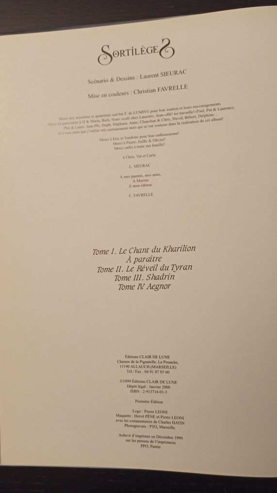 Prophéties Elween T1 à T3 + dédicace - Série complète - 3x C - 3 Album - Første udgave - 1999/2002 #3.2