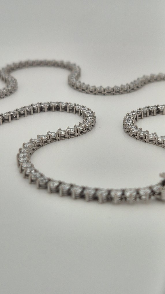 Κολιέ - 14 καράτια Λευκός χρυσός -  9.40ct. tw. Διαμάντι (Εργαστηριακής καλλιέργειας) - Διαμάντι #2.1