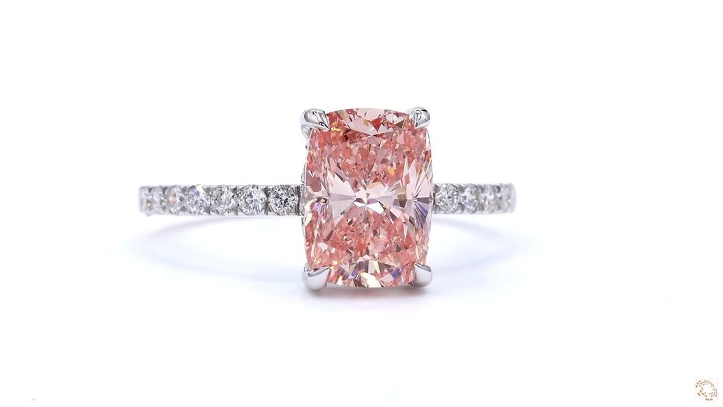 Ring - 18 kraat Hvidguld - 2.46ct. tw. Lyserød Diamant (Laboratoriedyrket diamant i fancy farver) - Diamant #4.3