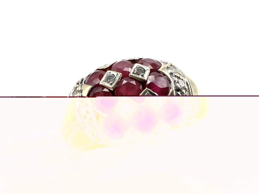 Ring - 18 kt. Yellow gold -  0.63ct. tw. Ruby - Diamond #4.3