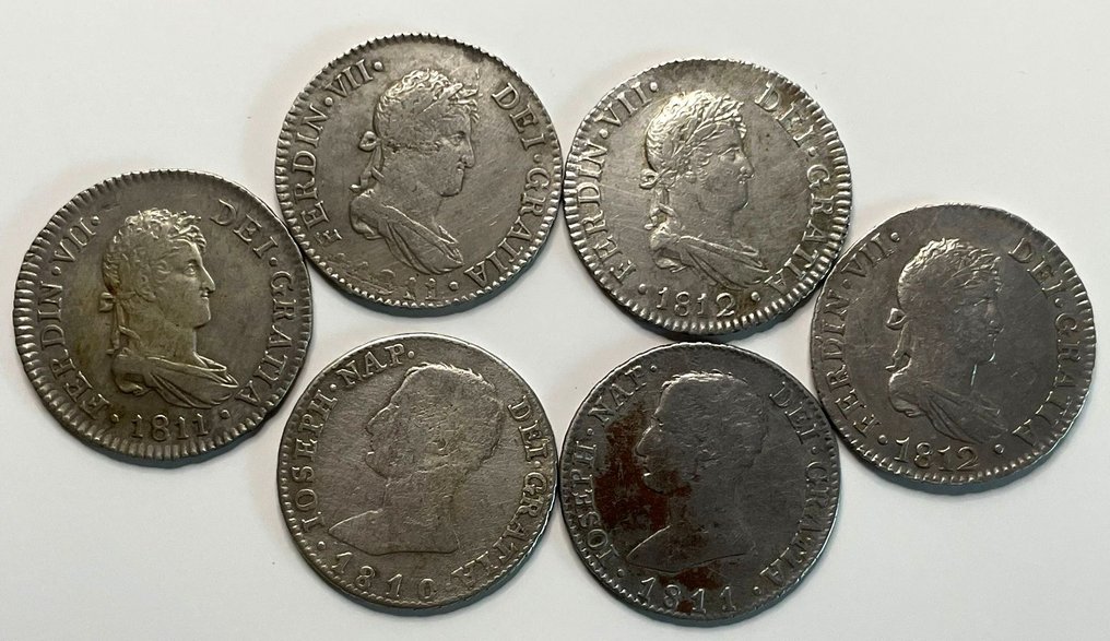 西班牙. Faernando VII y Jose Napoleon. 2 Reales #4.3