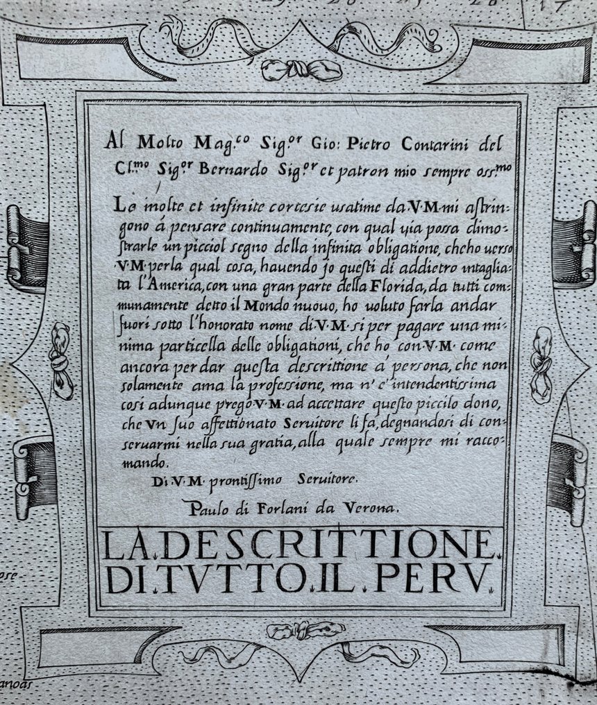 Sudamérica - Indias Occidentales; América Central; Estrechos de Magallanes; Florida; Paolo Forlani - La Descrittione Di Tutto Il Peru - 1561-1580 #1.0