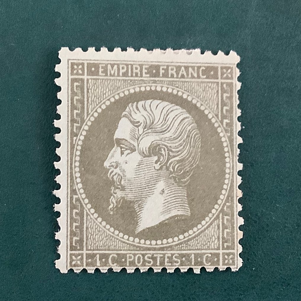 Frankrijk 1862 - 1 cent Empire Dentelez in nuance brons groen - Yvert 19a #3.2