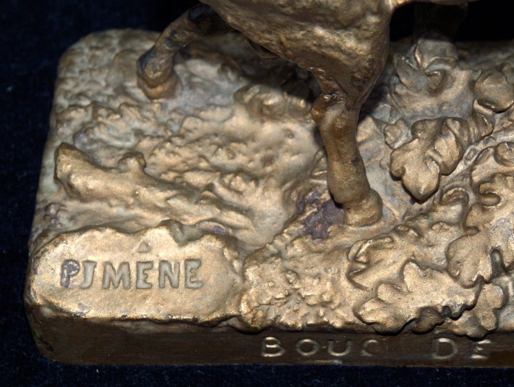 D'après Pierre-Jules Mêne (1810-1879) - 雕塑, Bouc de l'Inde - 13 cm - 镀金青铜 #3.2