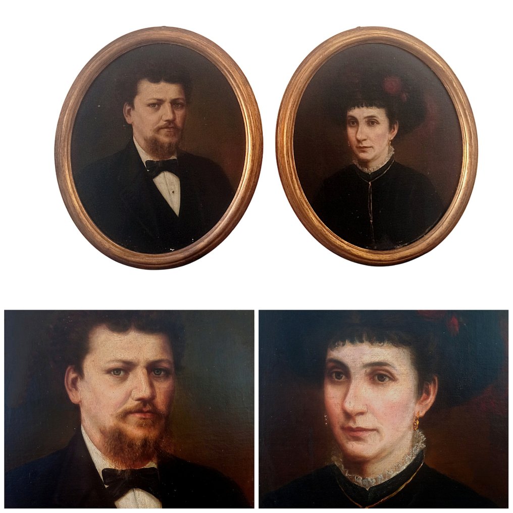 Italiaanse school (XIX) - Ritratti di coniugi #1.0