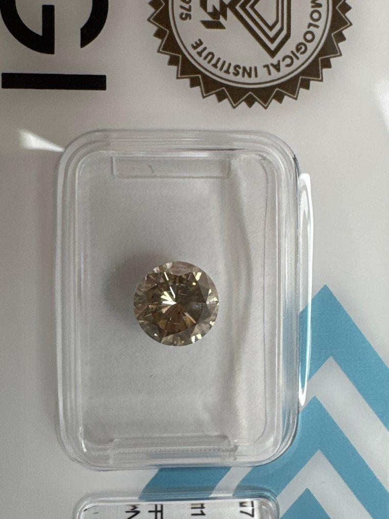 没有保留价 - 1 pcs 钻石  (天然色彩的)  - 1.26 ct - 圆形 - Fancy 黄色, 棕色 - I1 内含一级 - 国际宝石研究院（IGI） #3.2