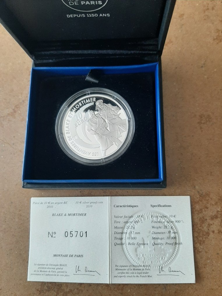 Frankrijk. 10 Euro 2010/2017 "Blake et Mortimer" + "Marquise de Pompadour" (2 monnaies) Proof (Zonder Minimumprijs) #4.3