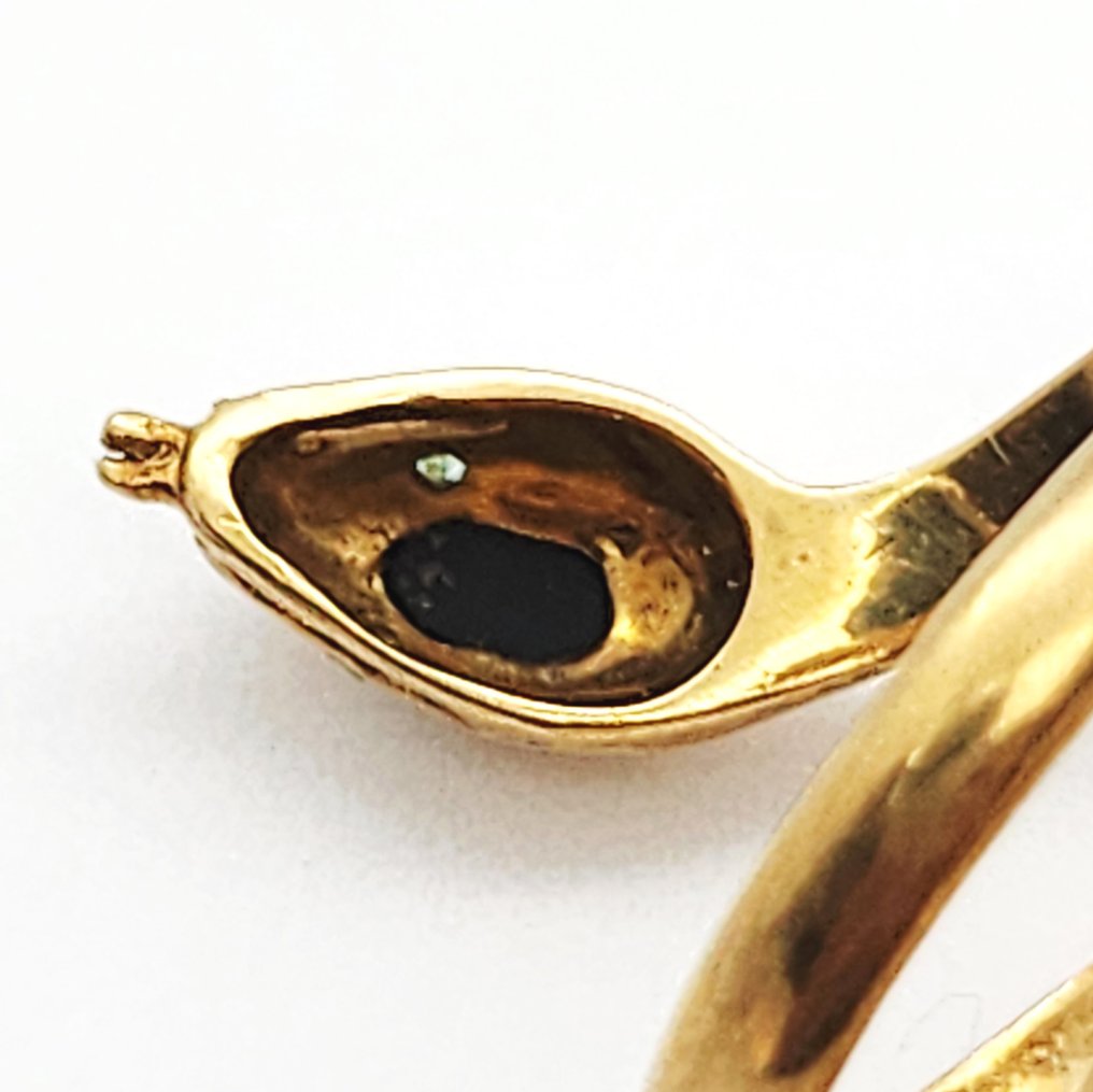 Ring - 18 kraat Gulguld - 0.02ct. tw. Smaragd - Onyx #4.3