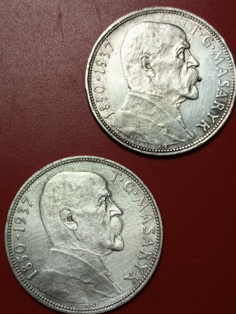 Csehszlovákia. 20 Korun 2x 1937 / President Masaryk  (Nincs minimálár) #1.0