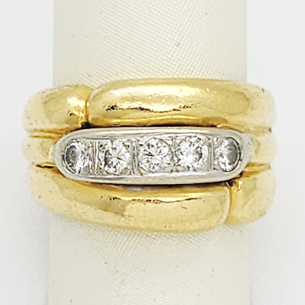 Bague - 18 carats Or jaune, Or blanc -  0.50ct. tw. Diamant (Naturelle)  #1.0