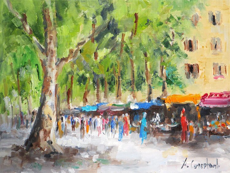 René Constant (XX) - Provence-Marché sous les platanes #1.0