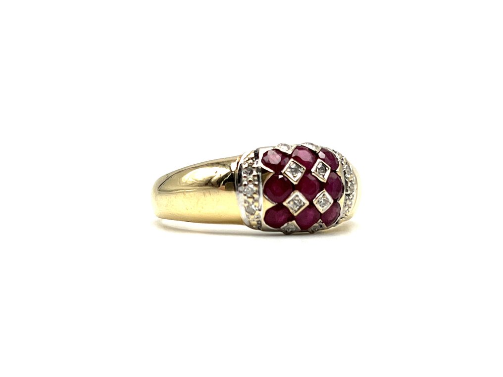 Ring - 18 kt. Yellow gold -  0.63ct. tw. Ruby - Diamond #1.0