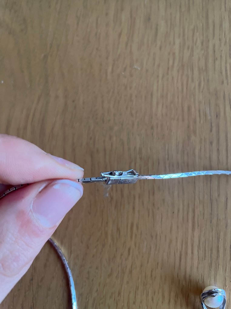 没有保留价 - 项链 银 珍珠 - 钻石 - Swarovski #4.3