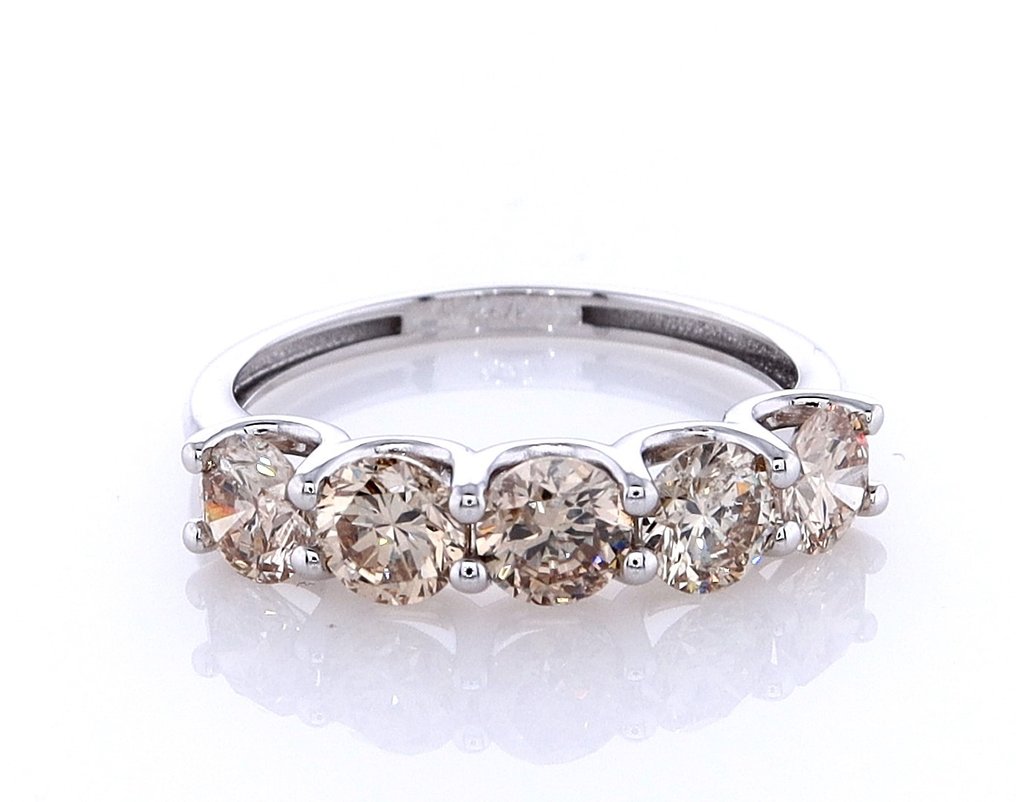 没有保留价 - 戒指 - 14K包金 白金 - 1.65ct. tw. 钻石 (天然色彩的) #1.0