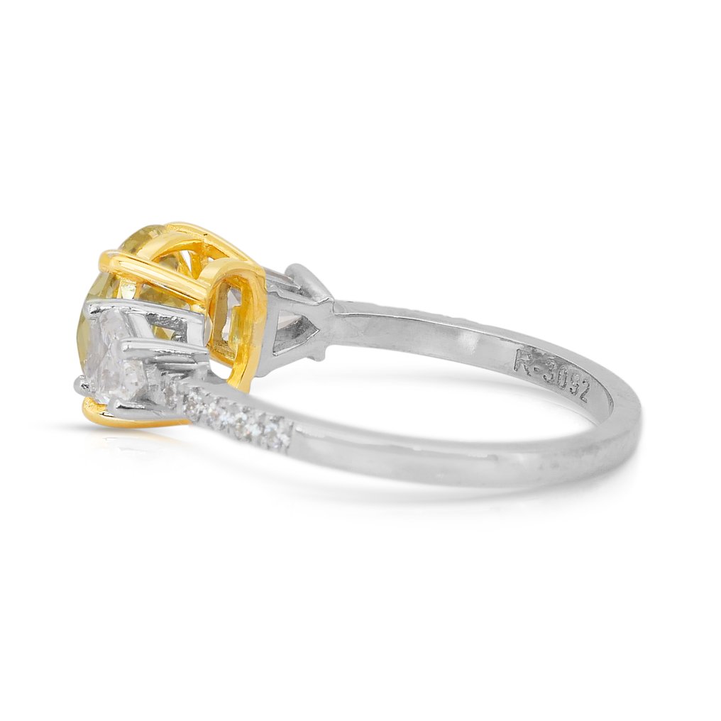 戒指 - 18K包金 白金, 黄金 -  3.26ct. tw. 黄色 钻石 (天然色彩的) - 钻石 #4.3