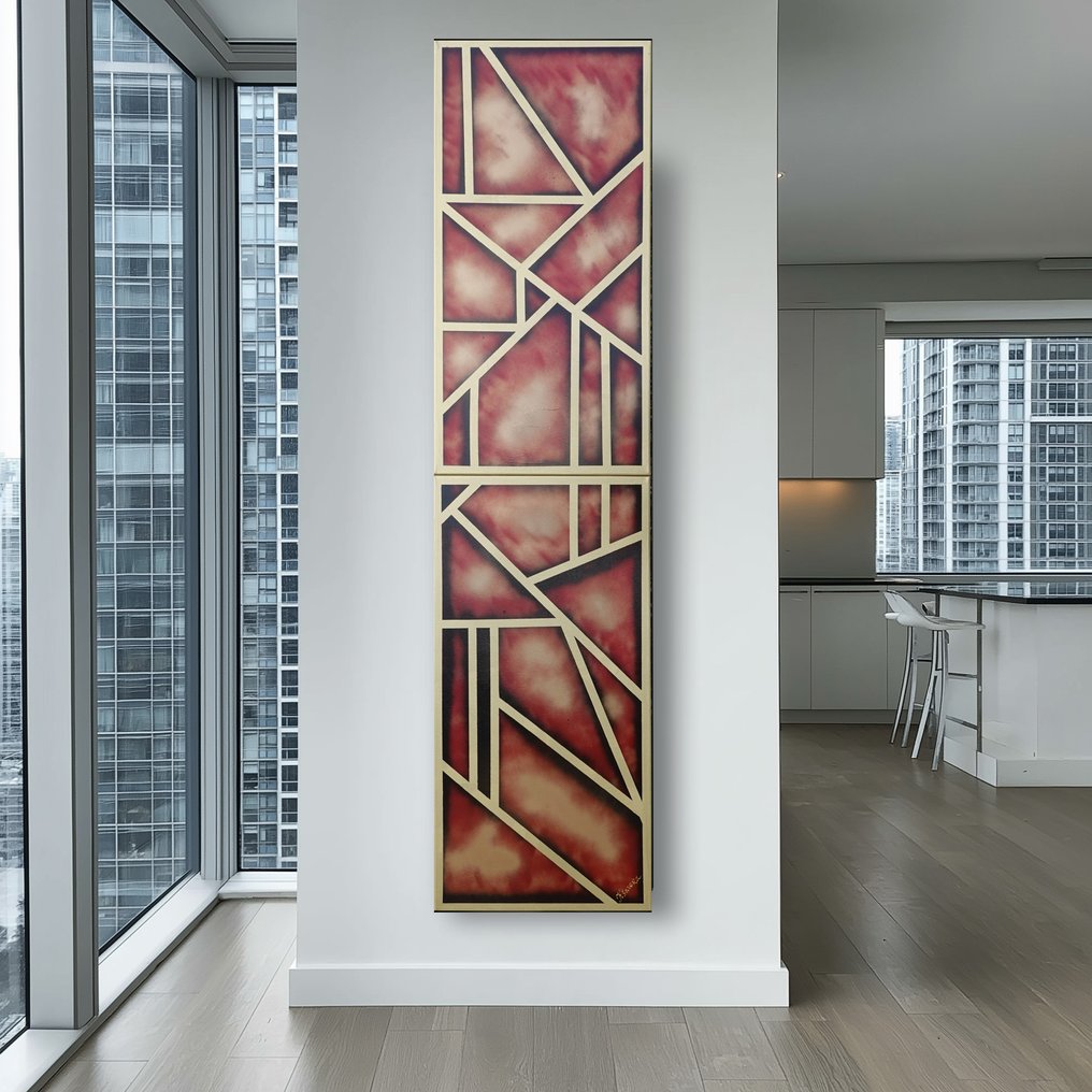 Ksavera - Gold Abstract A951 - impasto diptych 200cm - READY to HANG #1.0