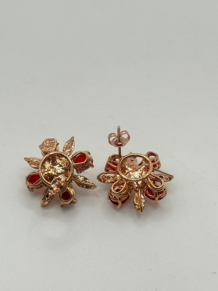 Senza prezzo di riserva - Orecchini - 9 kt Argento, Oro rosa Rubino - Perla #4.3