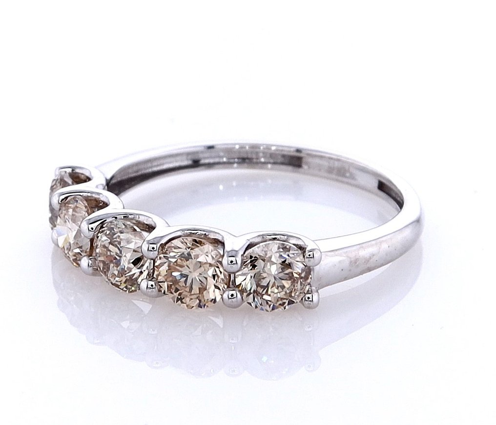 没有保留价 - 戒指 - 14K包金 白金 -  1.51ct. tw. 钻石 (天然色彩的) #2.1