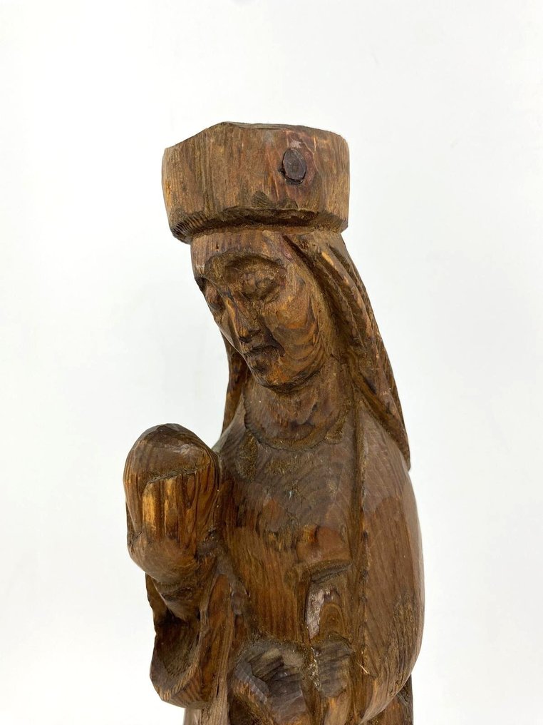 雕塑, Virgen María sosteniendo la bola del Mundo - 32 cm - 木 #1.0