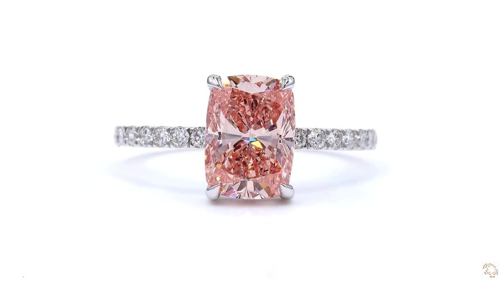 Ring - 18 kraat Hvidguld - 2.46ct. tw. Lyserød Diamant (Laboratoriedyrket diamant i fancy farver) - Diamant #1.0