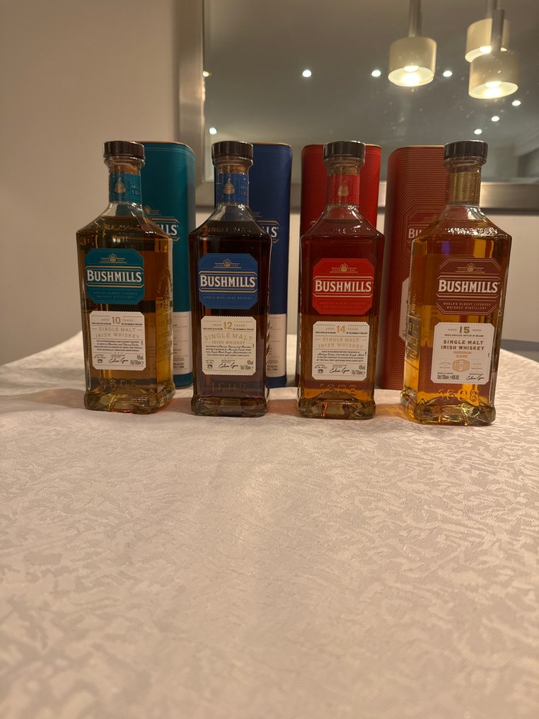 Bushmills - 10yo, 12yo Marsala Finish, 14yo Malaga Finish & 15 yo Bourbon Cask  - 70cl - 4 bottles #1.0