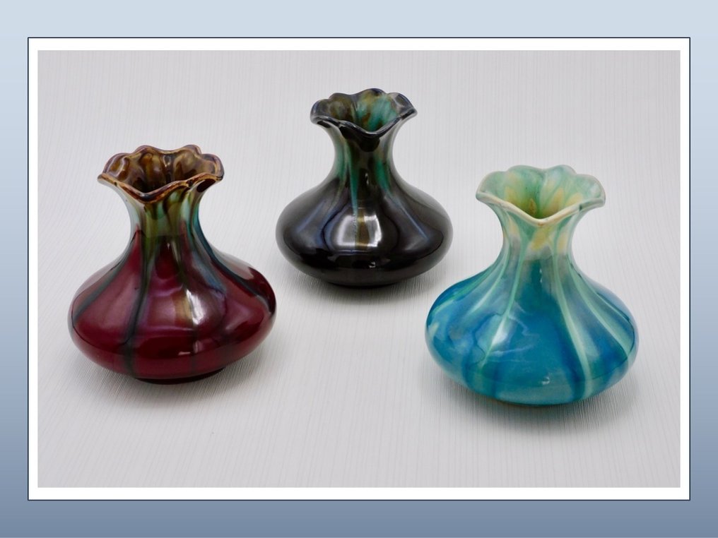 Faïence de Thulin - 花瓶 (3) -  FT 10  - 陶瓷, 陶器 #4.3