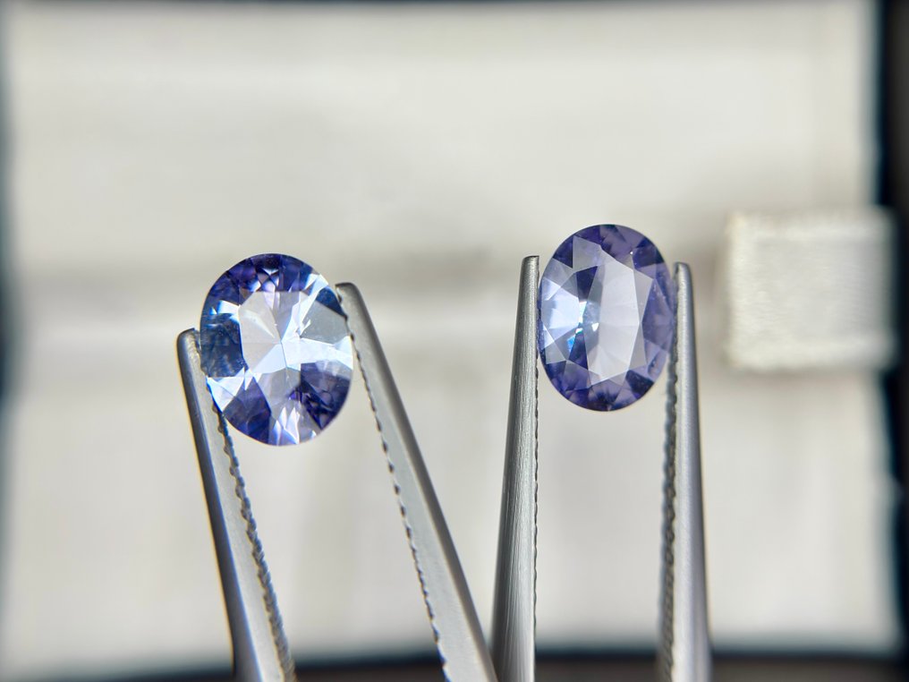Zonder minimumprijs - 2 pcs Blauw Tanzaniet - 2.14 ct - nternational Colored Gemstone Association (ICA GemLab) - Geen hitte, geweldig paar #1.0