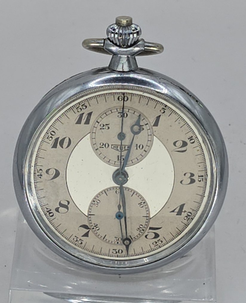 Heuer -  Nickel Lepine Taschenuhr - 2-Ton Ziffernblatt - Schaltrad Chronograoh - Eigenkaliber - Schweiz um 1890 - 1850-1900 #1.0