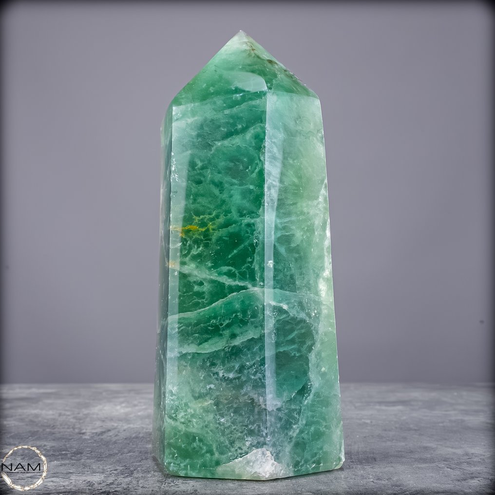 天然方解石方尖碑 清晰、结构和光彩照人的优雅- 1220.26 g #1.0