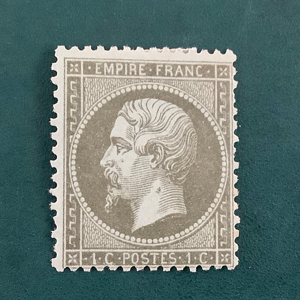 Frankrijk 1862 - 1 cent Empire Dentelez in nuance brons groen - Yvert 19a #1.0