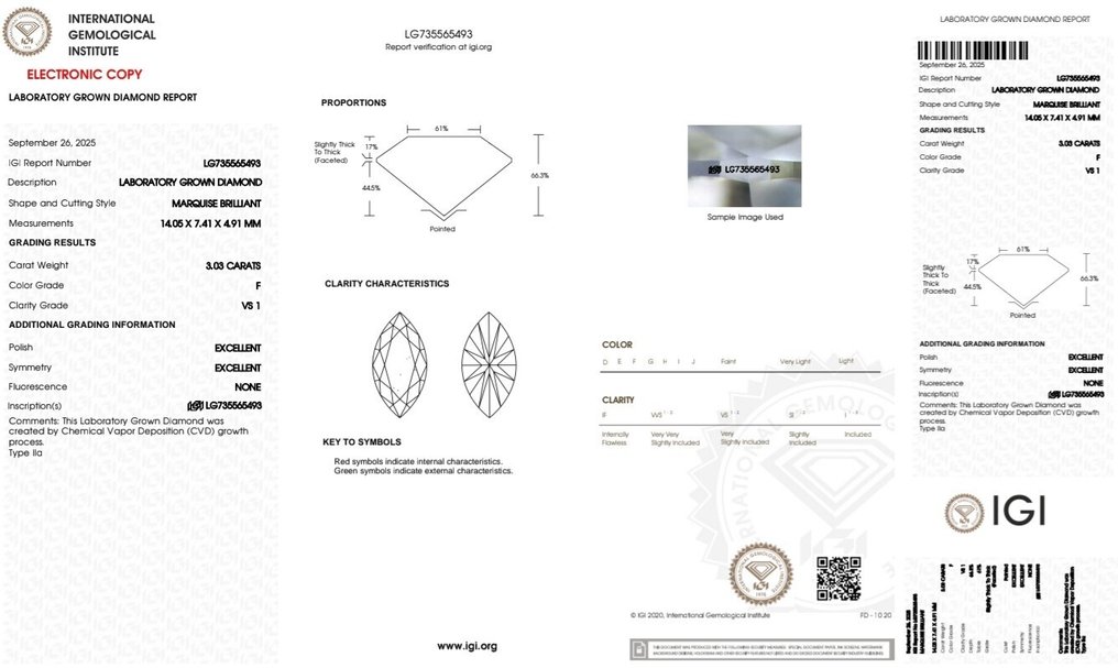 Nincs minimálár - Gyűrű Platina - 3.37ct. tw. Gyémánt (Laboratóriumban előállított) - Gyémánt - IGI CERTIFIED #3.2