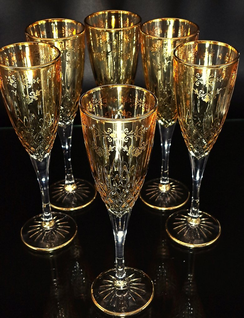 Artemisia - Drinking set (6) - I Merletti - Crystal, gold 24kt #1.0