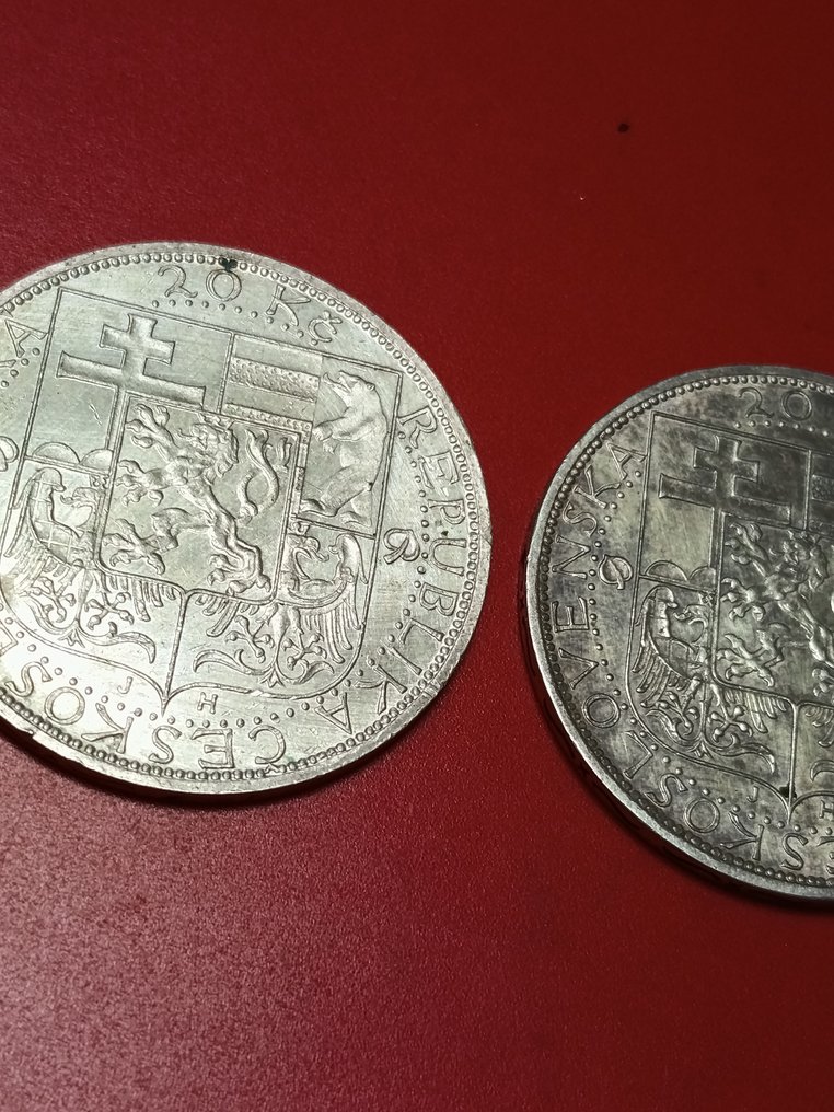 Csehszlovákia. 20 Korun 2x 1937 / President Masaryk  (Nincs minimálár) #2.1