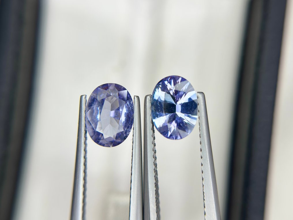Zonder minimumprijs - 2 pcs Blauw Tanzaniet - 2.14 ct - nternational Colored Gemstone Association (ICA GemLab) - Geen hitte, geweldig paar #1.0