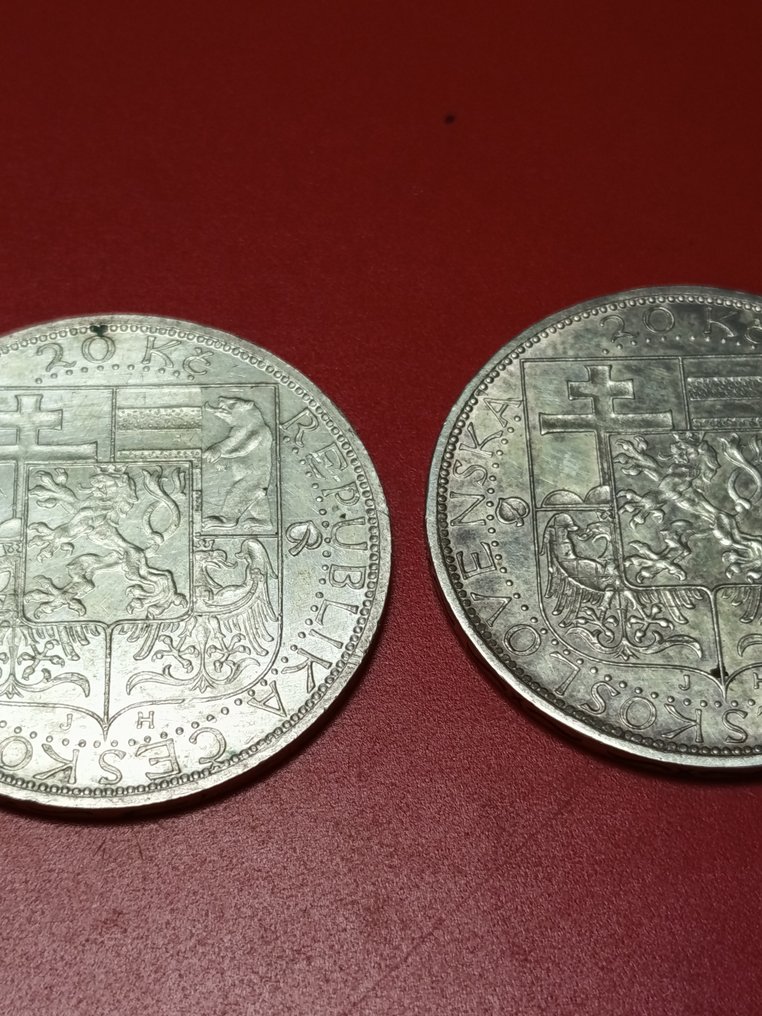 Csehszlovákia. 20 Korun 2x 1937 / President Masaryk  (Nincs minimálár) #3.2