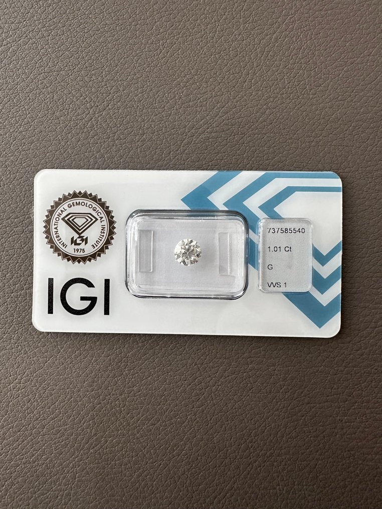 1 pcs 钻石  (天然)  - 1.01 ct - 圆形 - G - VVS1 极轻微内含一级 - 国际宝石研究院（IGI） - 免运费 #1.0