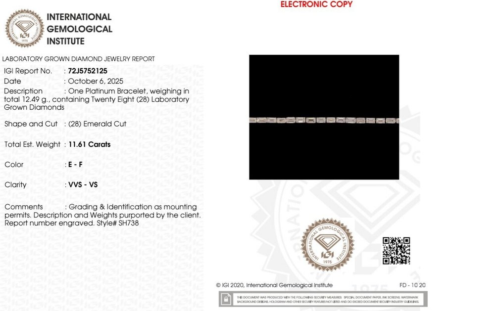 Pulsera Platino - 11.61ct. tw. Diamante (Lab-grown) #2.1
