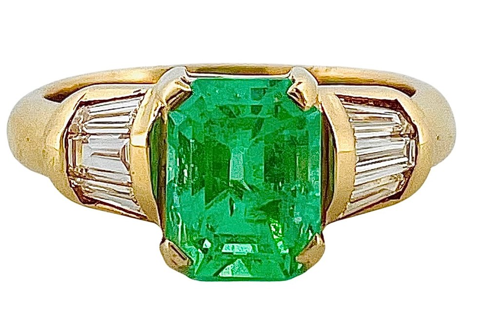 Ring - 18 karat Gull Smaragd - Diamant #1.0